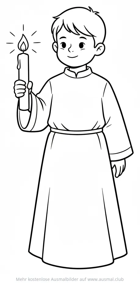 Kommunionkind hält Kerze Ausmalbild