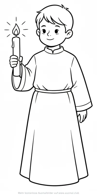 Kommunionkind hält Kerze Ausmalbild