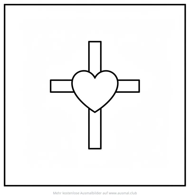 Kreuz mit Herz Ausmalbild
