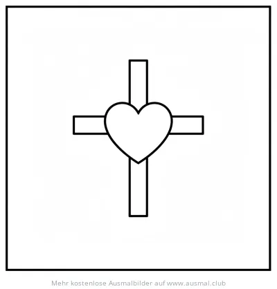 Kreuz mit Herz Ausmalbild