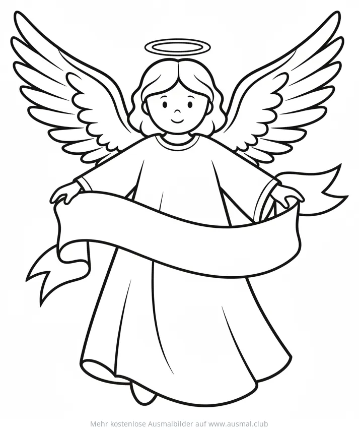 Engel mit Banner Ausmalbild
