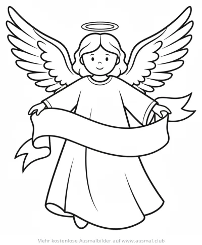 Engel mit Banner Ausmalbild