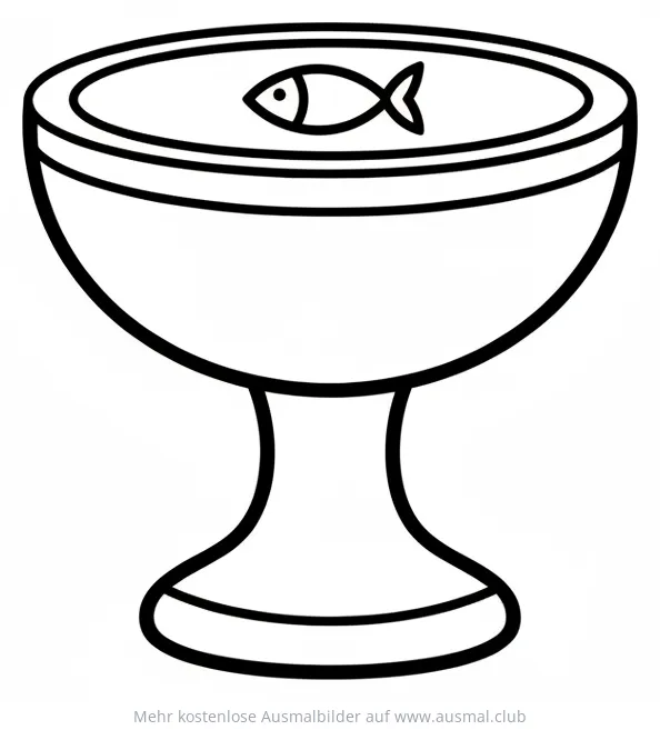 Taufbecken mit Fisch Ausmalbild