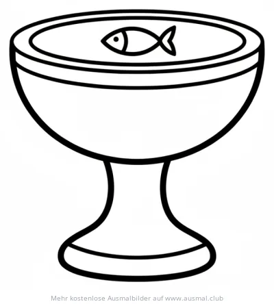 Taufbecken mit Fisch Ausmalbild