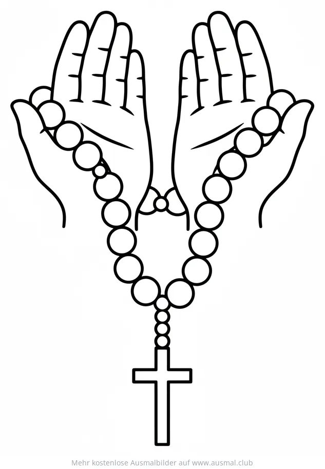 Rosenkranz in Händen Ausmalbild