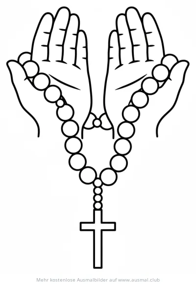 Rosenkranz in Händen Ausmalbild