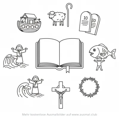 Taufe Ausmalbild mit Bibelgeschichten
