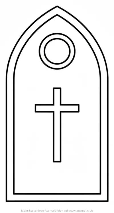 Kirchenfenster mit Kreuz Ausmalbild