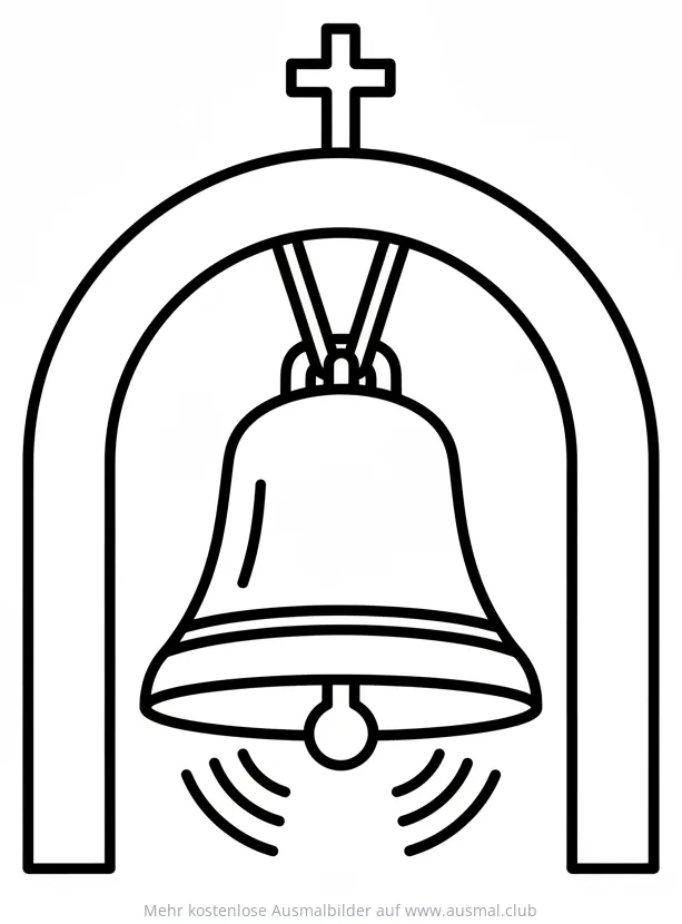 Kirchenglocke mit Kreuz Ausmalbild