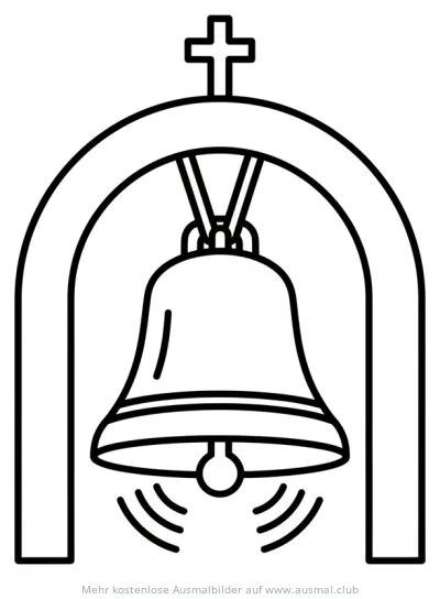 Kirchenglocke mit Kreuz Ausmalbild