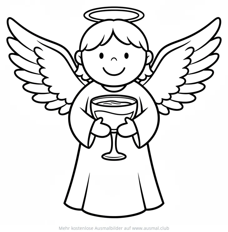 Engel mit Heiligenschein und Kelch Ausmalbild