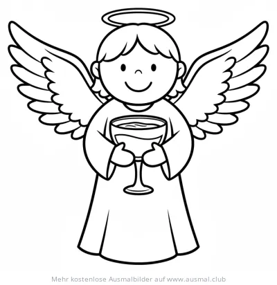 Engel mit Heiligenschein und Kelch Ausmalbild