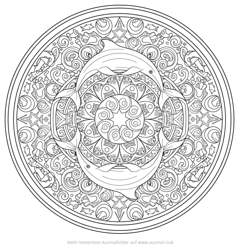 Delfin Mandala Ausmalbild