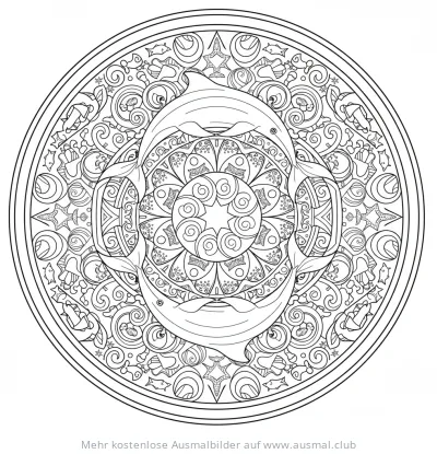Delfin Mandala Ausmalbild