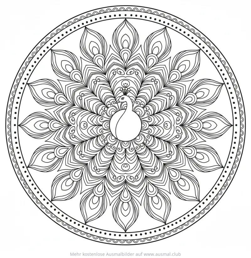 Pfau Mandala Ausmalbild