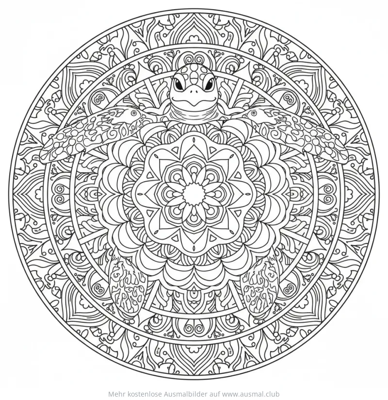 Schildkröte Ausmalbild als Mandala
