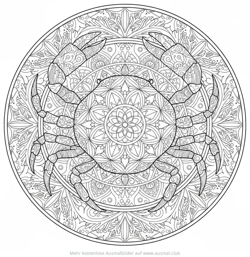 Krebs Ausmalbild als Mandala