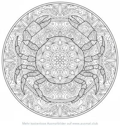 Krebs Ausmalbild als Mandala