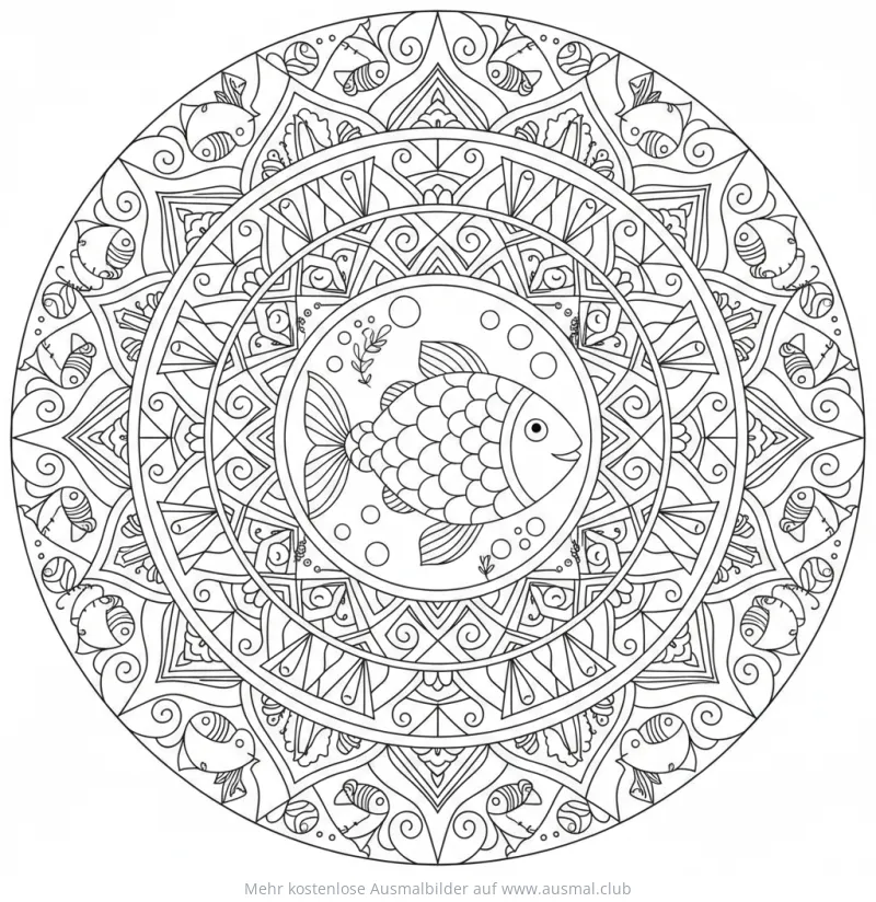 Fisch Mandala Ausmalbild