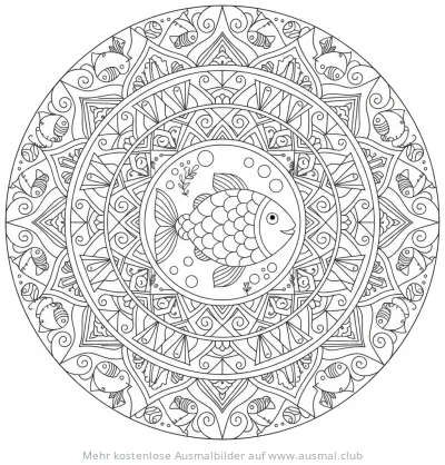 Fisch Mandala Ausmalbild
