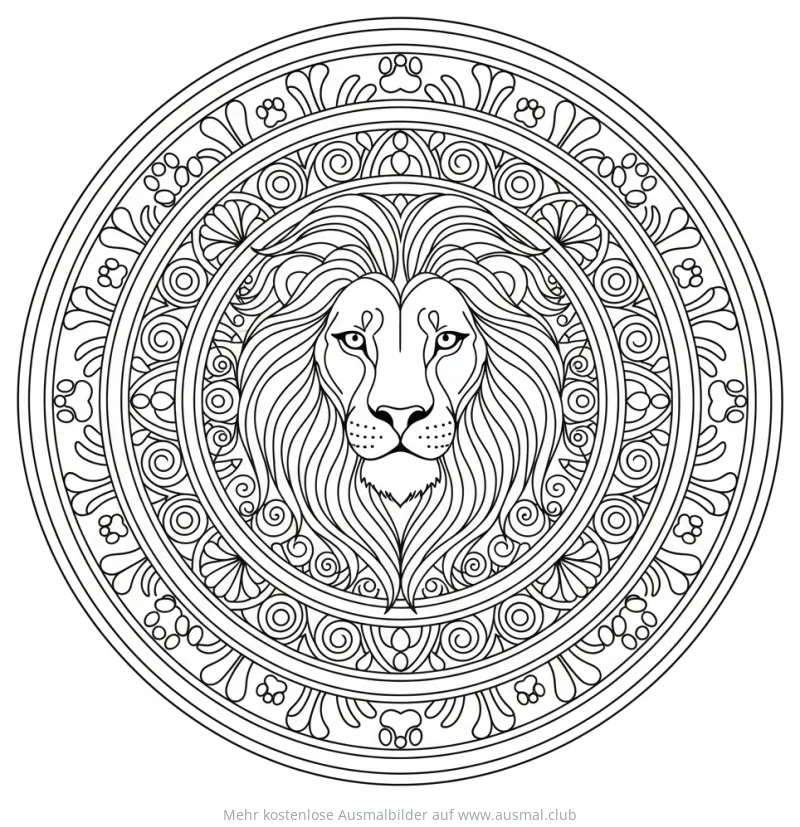 Löwe Mandala Ausmalbild