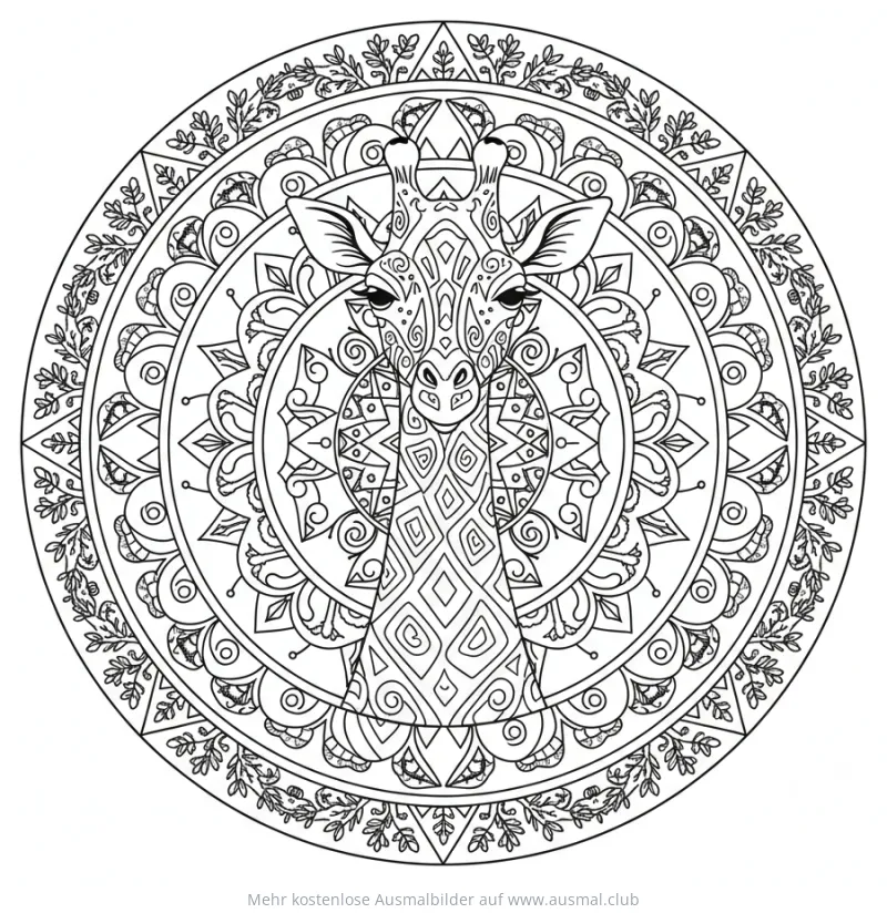 Giraffe Mandala Ausmalbild
