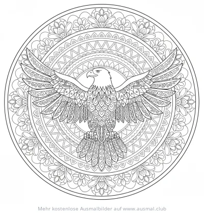 Detailliertes Adler Mandala Ausmalbild