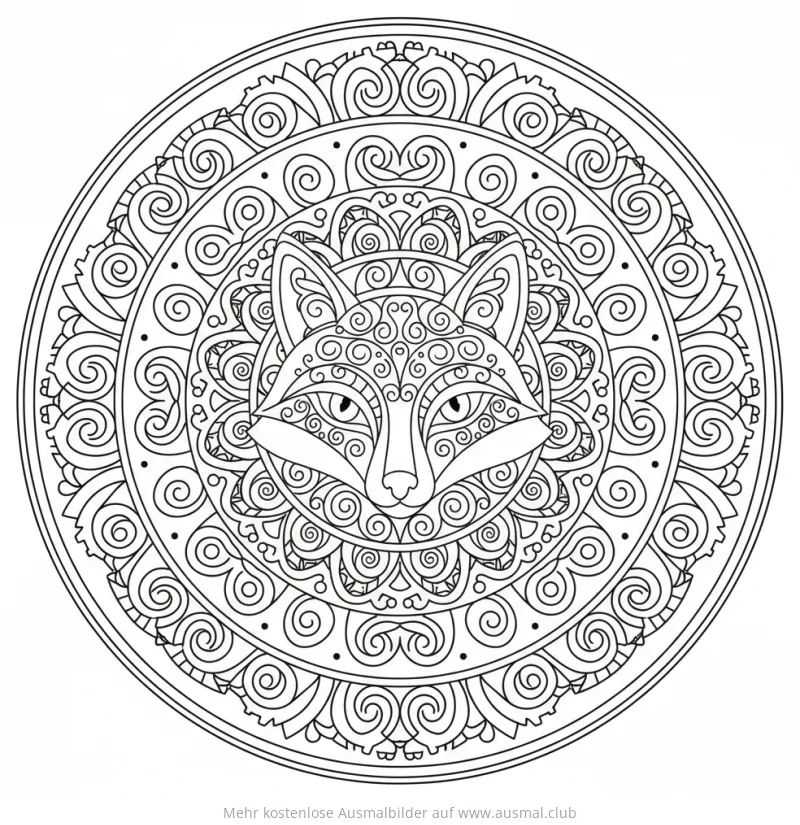 Fuchs Kopf Mandala Ausmalbild
