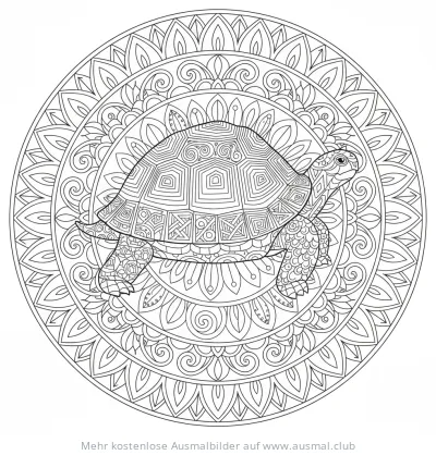 Schildkröte Ausmalbild im Mandala-Stil
