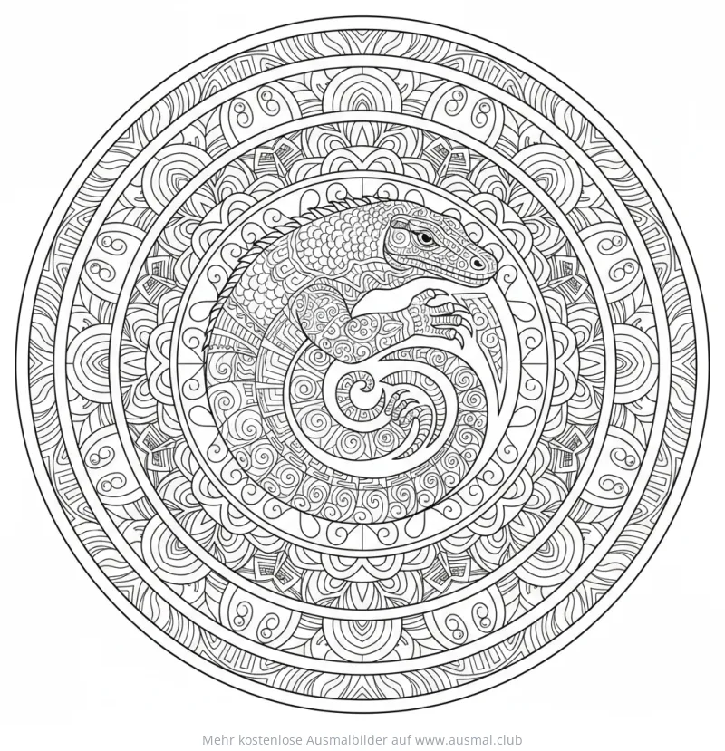 Komodowaran Mandala Ausmalbild