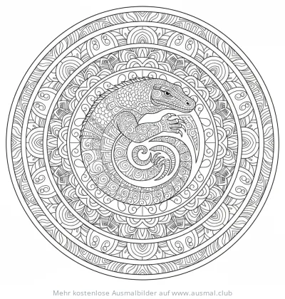 Komodowaran Mandala Ausmalbild