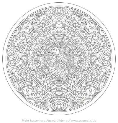Pfau Mandala Ausmalbild