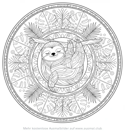 Faultier Mandala Ausmalbild