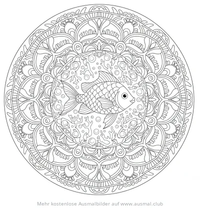 Fisch Ausmalbild im Mandala-Stil