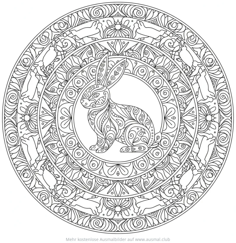 Hase Mandala Ausmalbild