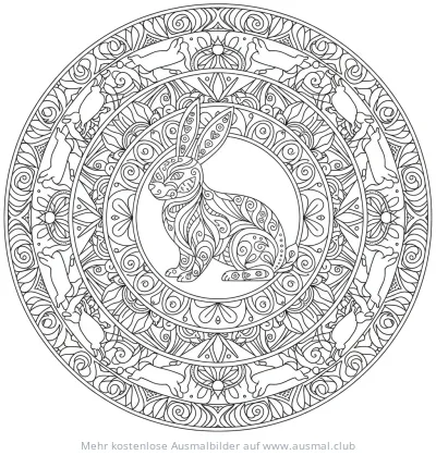Hase Mandala Ausmalbild