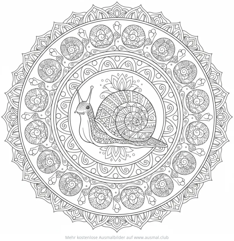 Schnecke im Mandala Ausmalbild