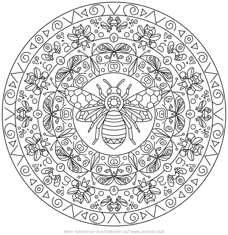 Biene Mandala Ausmalbild
