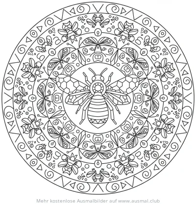 Biene Mandala Ausmalbild