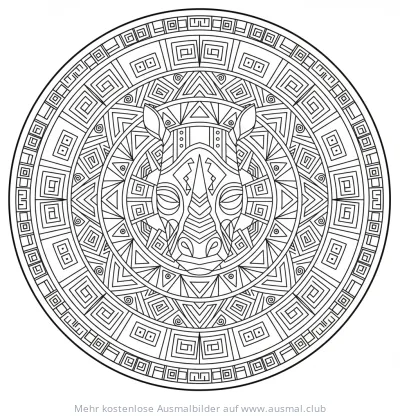 Nashorn Ausmalbild im Mandala Stil