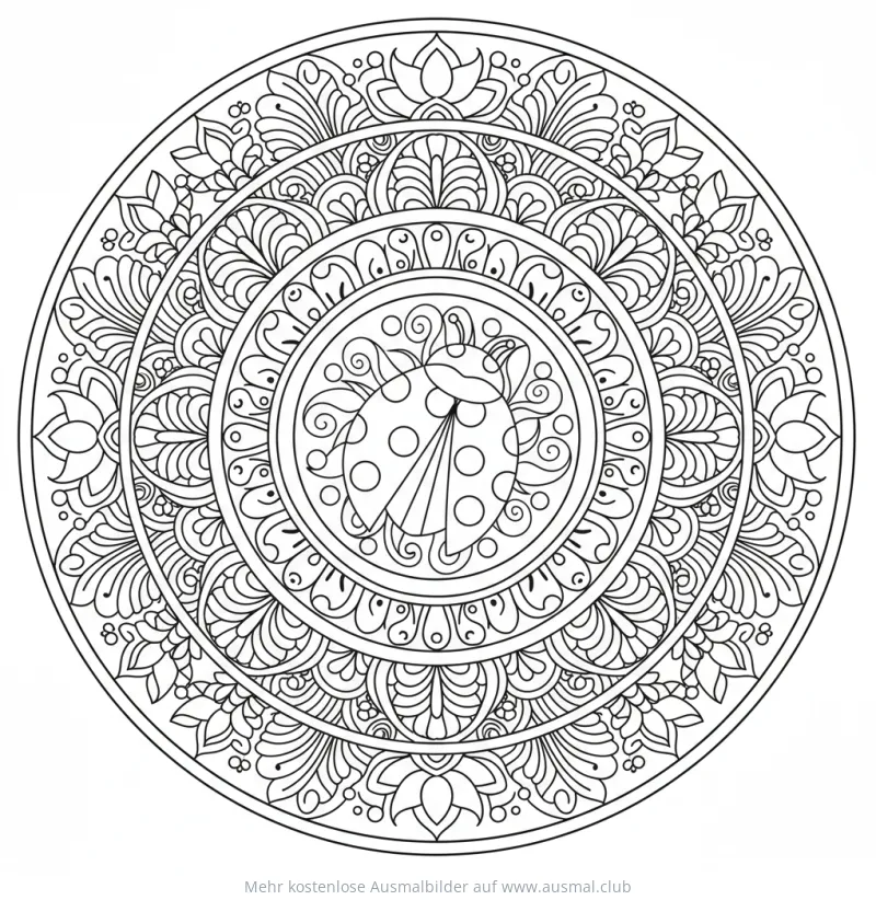 Marienkäfer Mandala Ausmalbild