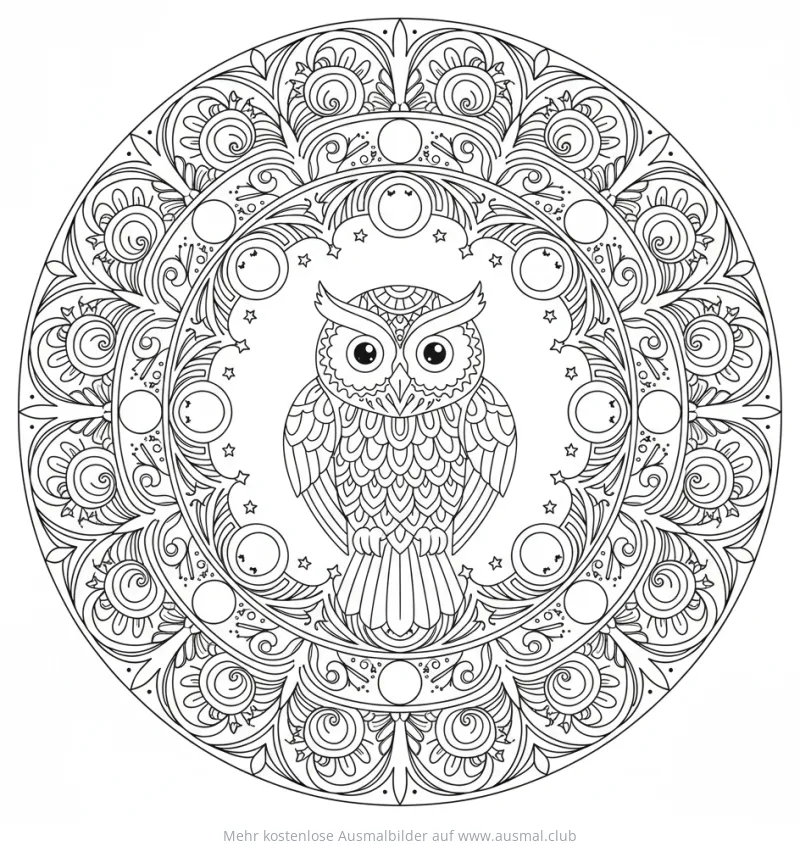 Eule Mandala Ausmalbild