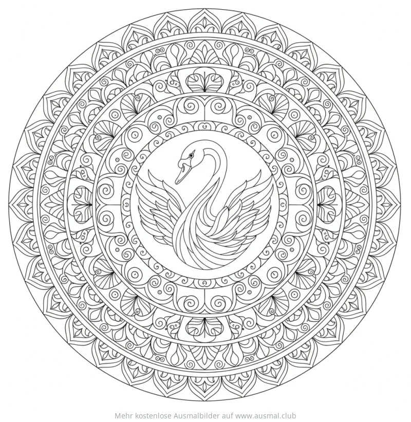 Schwan Ausmalbild im Mandala-Stil