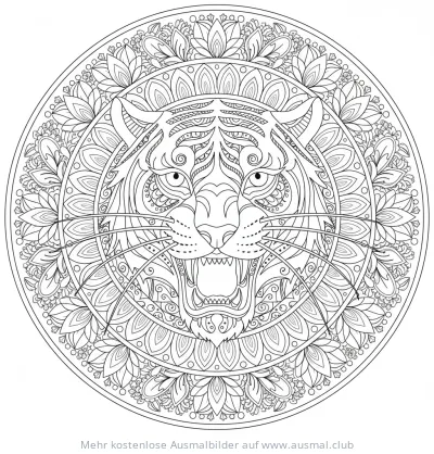 Tigerkopf Mandala Ausmalbild