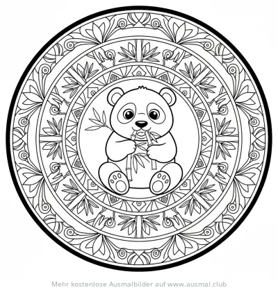 Panda mit Bambus im Mandala Ausmalbild