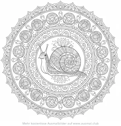 Schnecke im Mandala Ausmalbild