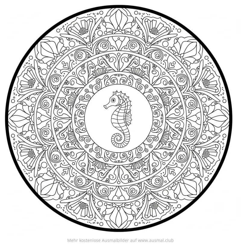 Seepferdchen Mandala Ausmalbild
