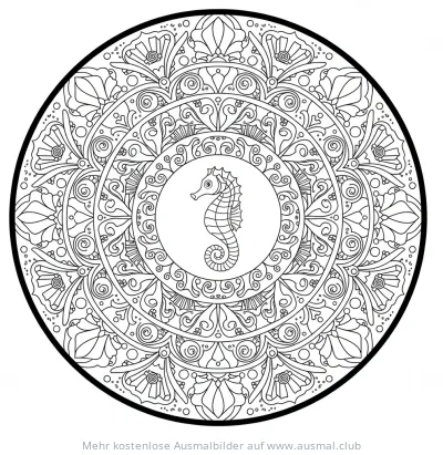 Seepferdchen Mandala Ausmalbild