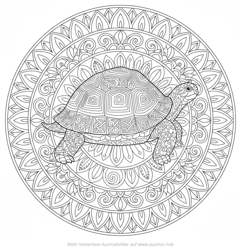 Schildkröte Ausmalbild im Mandala-Stil