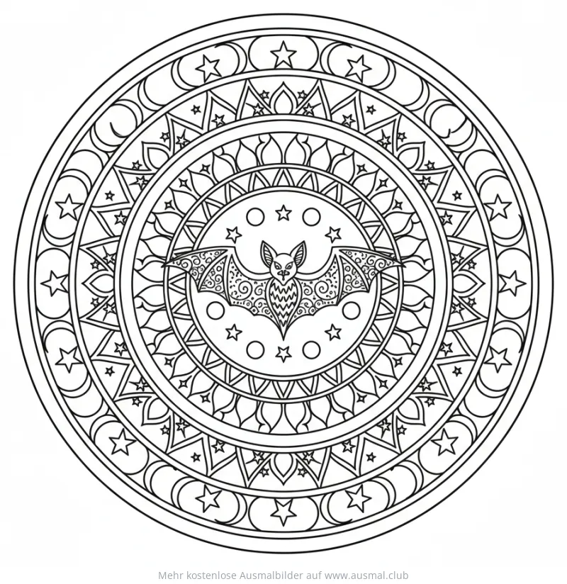 Fledermaus Mandala Ausmalbild